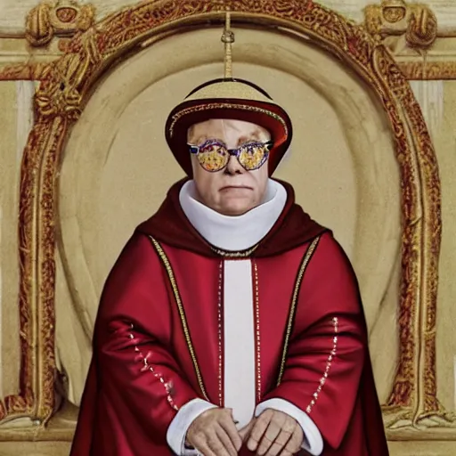 Prompt: Elton John as the pope in renaissance style