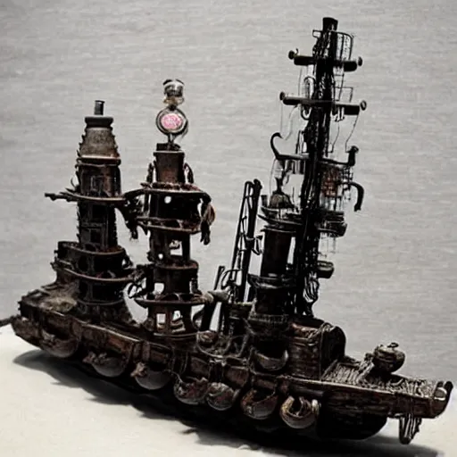 Prompt: steampunk battleship
