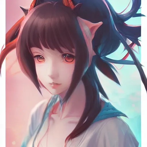 Image similar to anime portrait of a fox girl as an anime girl by Stanley Artgerm Lau, WLOP, Rossdraws, James Jean, Andrei Riabovitchev, Marc Simonetti, and Sakimichan, trending on artstation