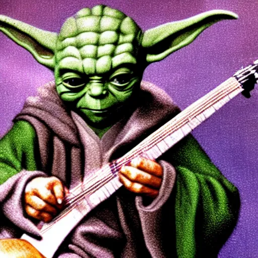 Image similar to Jedi master yoda playing ekectric guitar