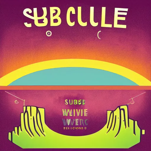 Image similar to logo for Sub Culture including a sub woofer and radio wave hills