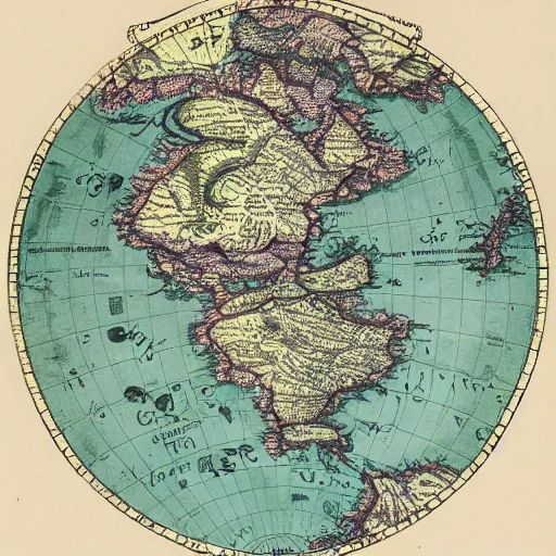 Image similar to a stack of turtles beneath a round disc showing a map of the earth