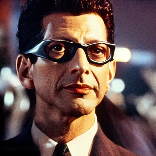 Image similar to jeff goldblum as batman, movie still, 1 9 8 9