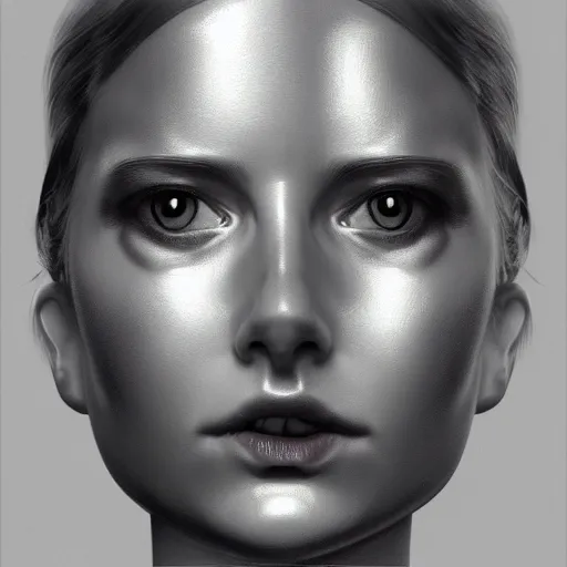 Prompt: hyperrealist portrait photo of a young female android wearing a grey spacesuit by sally mann and alan lee, fantasy, photo realistic, dynamic lighting, artstation, poster, volumetric lighting, very detailed faces, award winning, full face, symmetry