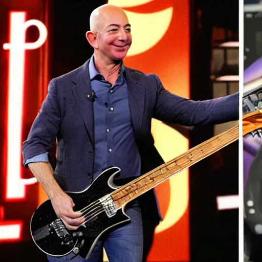 Prompt: jeff bezos as a heavy metal guitarist