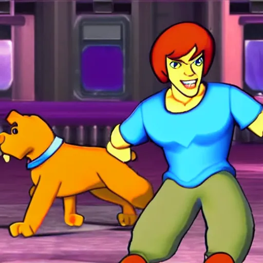 Prompt: scooby doo in super smash bros melee game