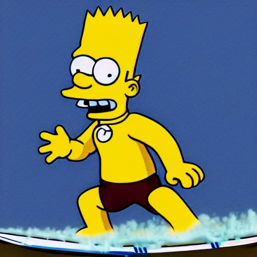 Prompt: Bart Simpson surfing the wave, artstation, 8K, UE5, photorealistic, by Boran Günday