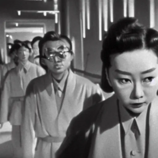 Image similar to a filmstill of pulgasari, kaiju starfish, korean film noir, 1 9 5 0 s thriller, kim jong - il, in the style of suspiria ( 1 9 7 7 )