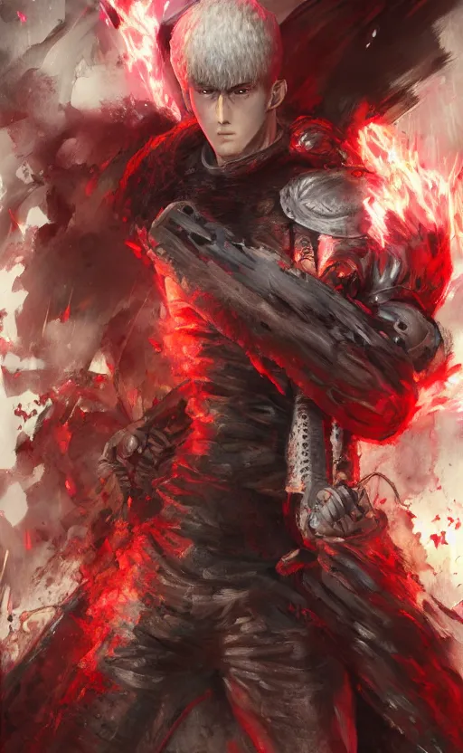 Image similar to full body shot Guts Berserk fan art, digital 2d, extremely detailed, made by wlop, maxwell boas, Naranbaatar Ganbold, Raymond Swanland and Ruan Jia. Masterpiece