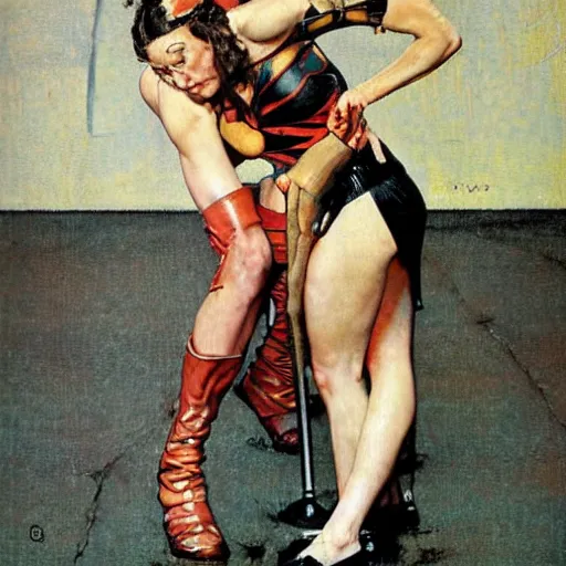 Image similar to gal gadot painted by norman rockwell