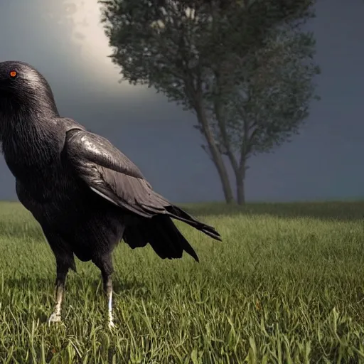 Image similar to a giant crow, photorealistic computer animation, unreal engine