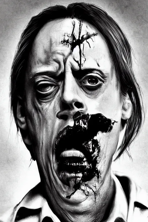 Image similar to steve buscemi dark moody grindhouse gritty horror, realistic