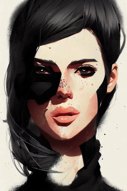 Image similar to a ultradetailed portrait painting of a stylish woman in a black turtleneck by conrad roset, greg rutkowski and makoto shinkai trending on artstation