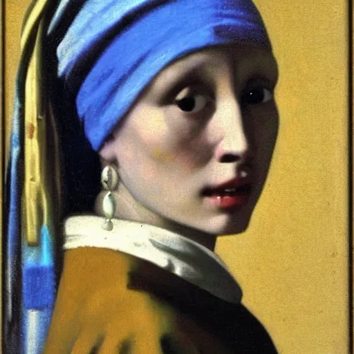 Image similar to vermeer, roger stone as the girl with pearl earring,