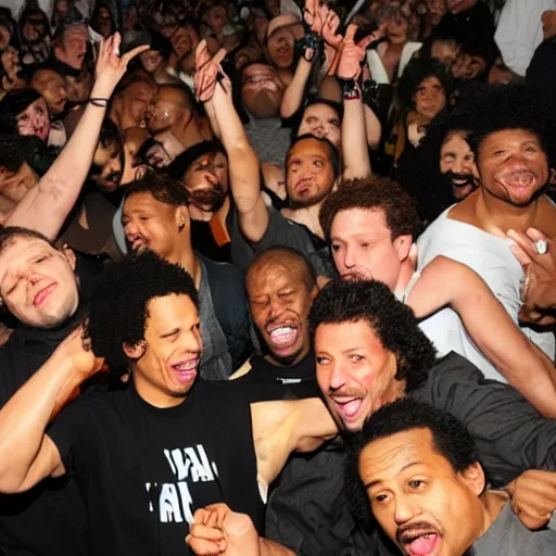 Image similar to eric andre posing for a picture in a mosh pit