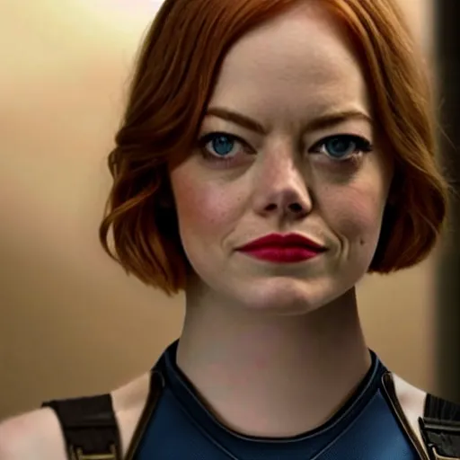 Image similar to Emma Stone as captain America