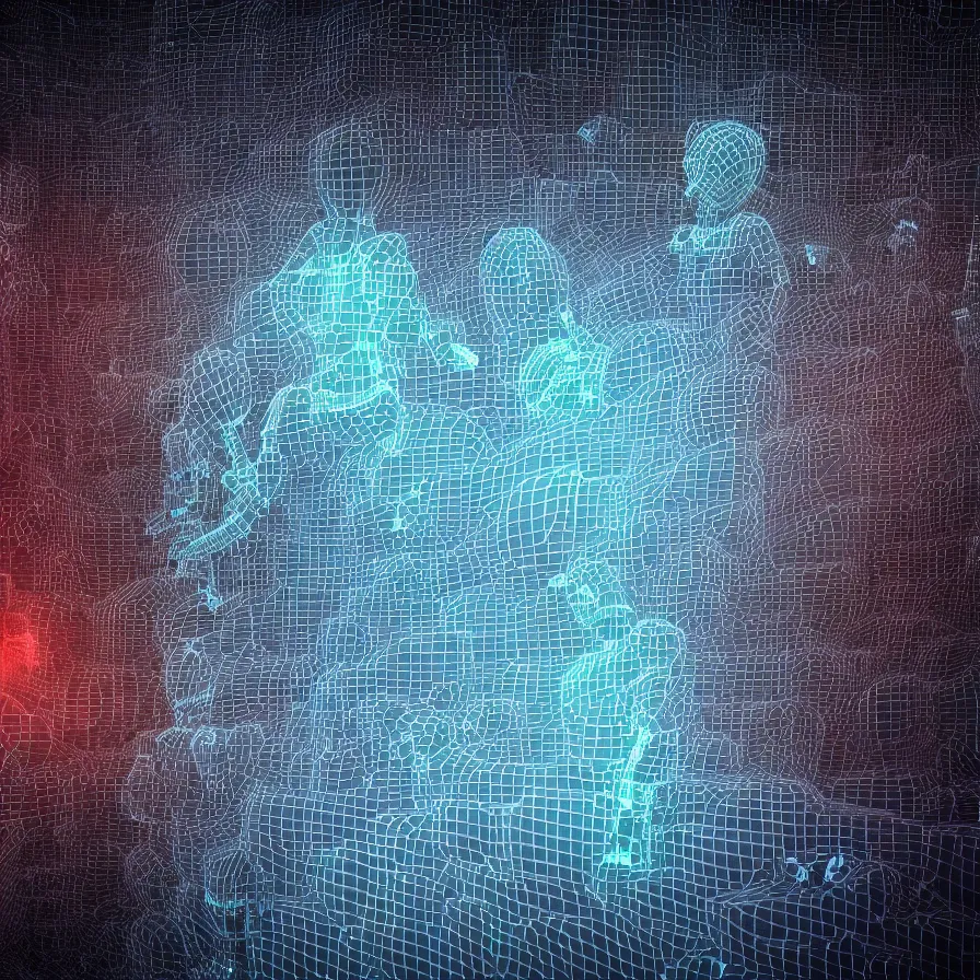 Image similar to realistic detailed 3d render of aliens and ufos, glitch, data corruption