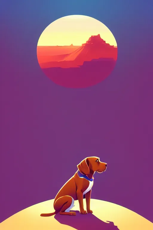 Image similar to smooth dog, desert colors, centered, median photoshop filter cutout vector behance hd by artgerm, jesper ejsing, by rhads, makoto shinkai and lois van baarle, ilya kuvshinov, rossdraws, illustration, art by ilya kuvshinov and gustav klimt