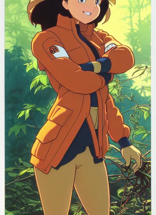 Prompt: cute beaver wear high - vis jacket trading card design, natural lighting, path traced, highly detailed, high quality, digital painting, by don bluth and ross tran and studio ghibli and alphonse mucha, artgerm