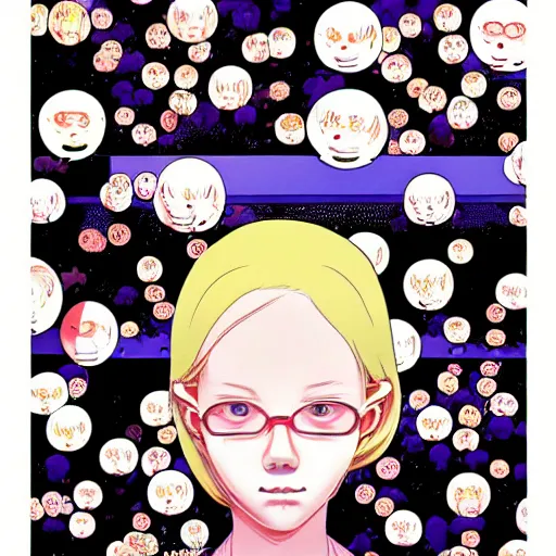 Prompt: a portrait of a blonde girl by inio asano, beeple and james jean, chiho aoshima color scheme