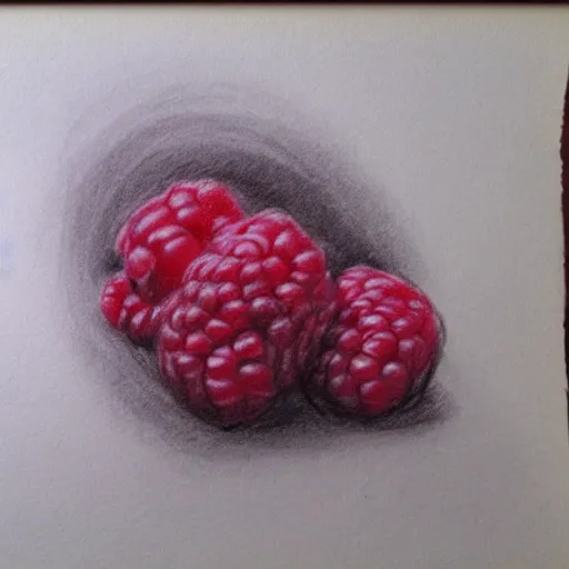 Prompt: charcoal sketch of a raspberry