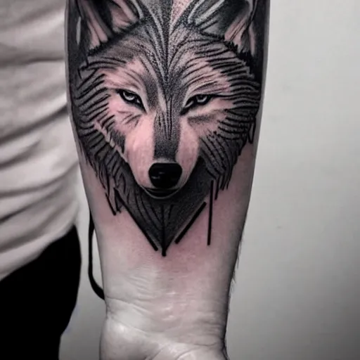 Image similar to tattoo of a white wolf in Shanghai