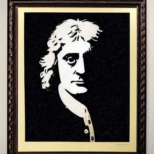 Image similar to individual isaac newton silk screen banksy