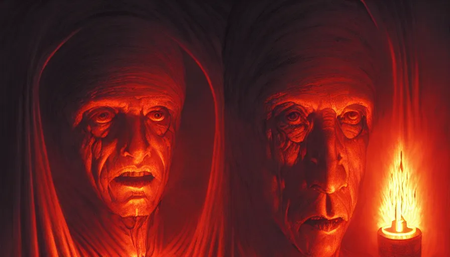 Prompt: a grand inquisitor with a torch behind which is a burning village,, fine details, blood, digital art, volumetric lighting, cinematic light, photorealistic, by dan mumford and zdzisław beksinski, by giger, by caravaggio, perfect faces, fine details, 4 k,