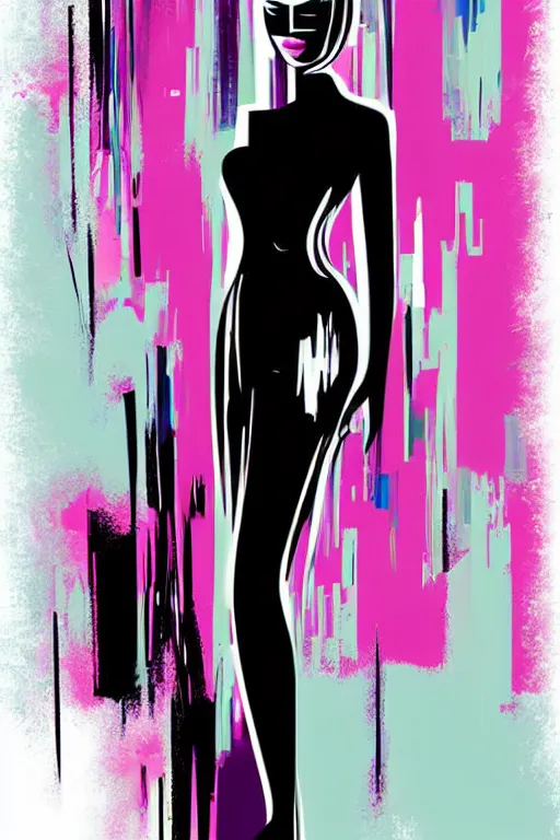 Image similar to vector style the abstract painting of an image of a lady artistic flat illustration, cyber punk minimal figure art, soft colors mono chromatic, art in the style of Bryen Frost