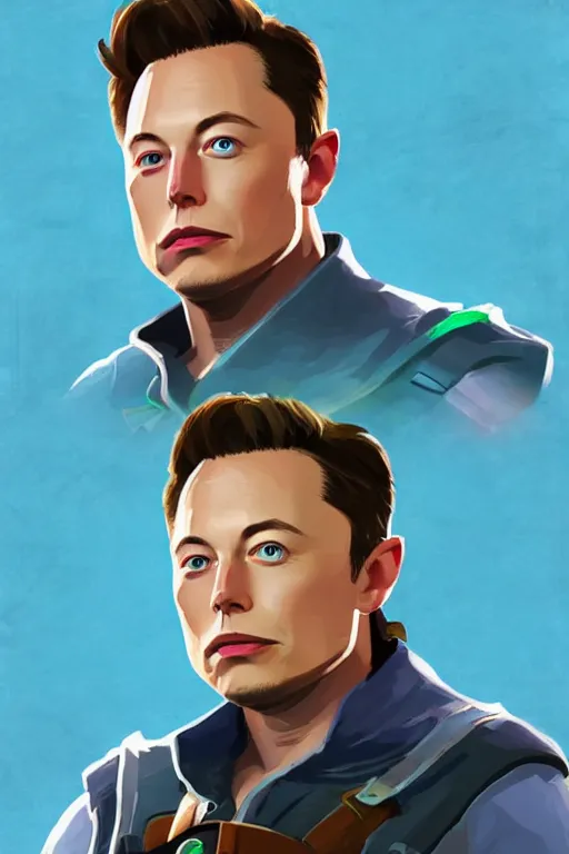 Prompt: an in game portrait elon musk of from the legend of zelda breath of the wild, breath of the wild art style.