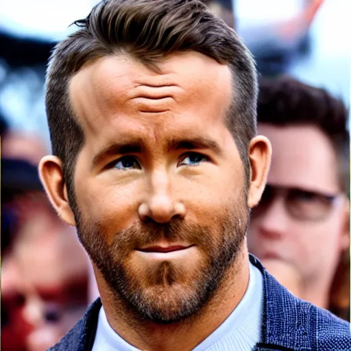 Prompt: cinematic shot of Ryan Reynolds with a baby head