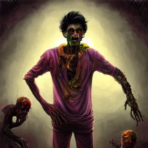 Image similar to zombie rishi sunak, religious painting, artgerm, rhads, ross draws