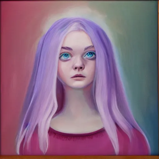 Prompt: profile of Elle Fanning as Zan, painting by Lori Earley