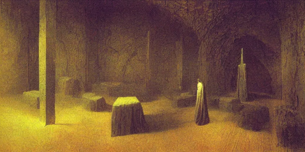 Prompt: room of alchemist, room of magician, by Beksinski