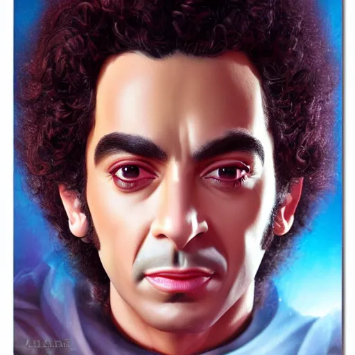 Prompt: a detailed fantasy character portrait of Mohamed Mounir as egyptian stage star by lauri blank, artgerm, evelyn de morgan, 8K, 50mm lens