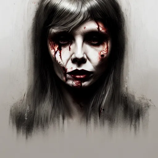 Prompt: portrait of young debbie harry as a zombie, 7 days to die zombie, fine art, award winning, intricate, elegant, sharp focus, cinematic lighting, highly detailed, digital painting, 8 k concept art, art by guweiz and z. w. gu, masterpiece, trending on artstation, 8 k