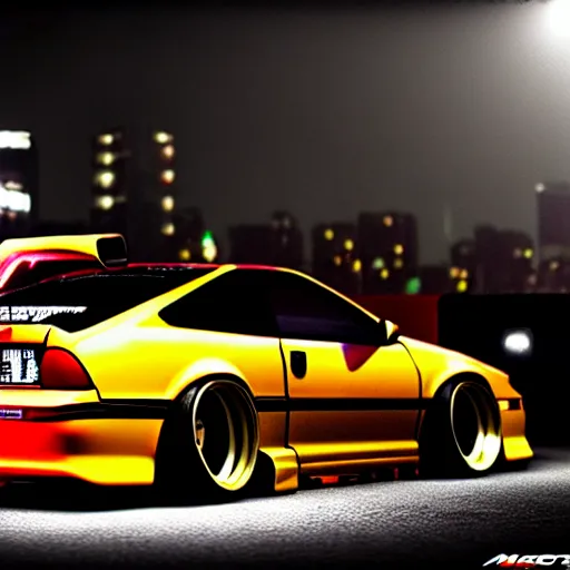 Image similar to a car 300ZX twin turbo drift at illegal car meet, Shibuya prefecture, city midnight mist lights, cinematic lighting, photorealistic, highly detailed wheels, high detail