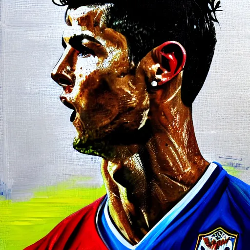 Image similar to painting portrait of cristiano ronaldo, high detail, high resolution