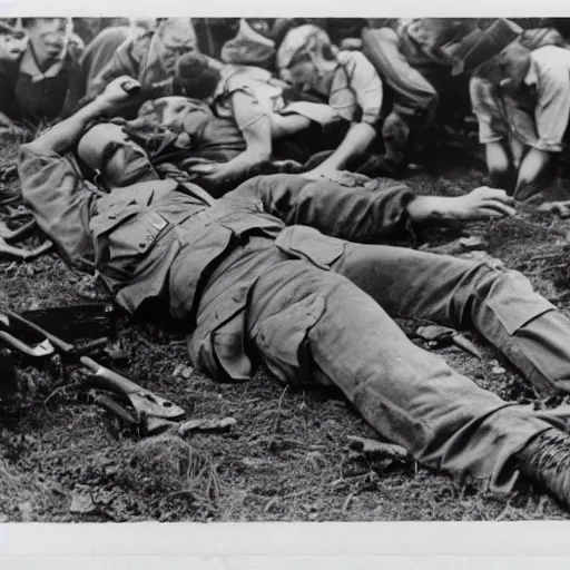 Image similar to photo of a dead american soldier during world war 2