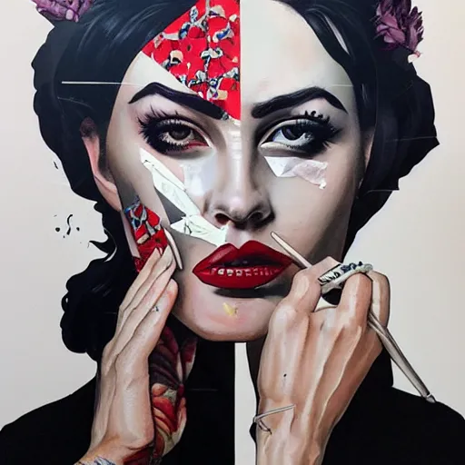 Image similar to melancholy woman, by sandra chevrier