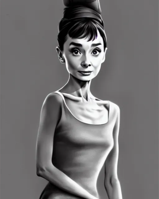 Image similar to full body character concept art of audrey hepburn | | distinct - fine, key visual, realistic shaded perfect face, fine details by stanley artgerm lau, wlop, rossdraws, james jean, andrei riabovitchev, marc simonetti, sakimichan, and jakub rebelka, trending on artstation