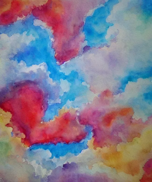 Image similar to water painting of heart shaped clouds