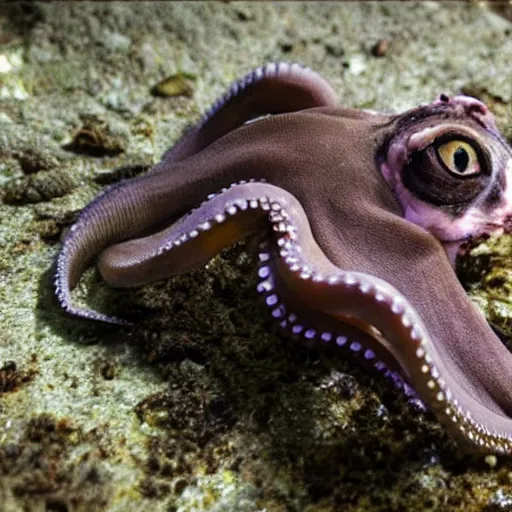 Image similar to photo of an octopus that looks like a raccoon