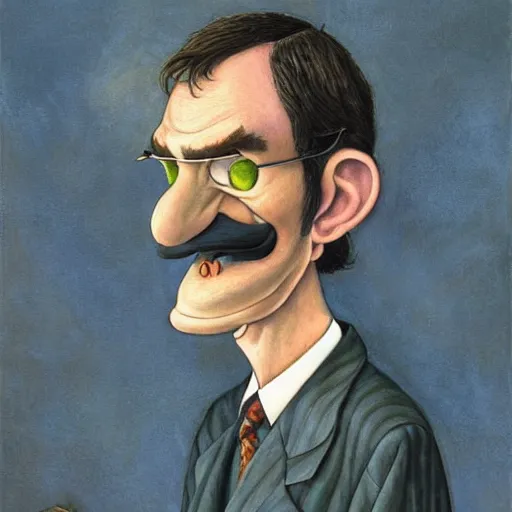 Image similar to Portrait of Waluigi, artwork by Daniel Merriam,