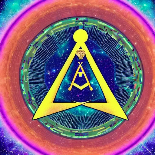 Prompt: the Universe according to the Illuminati, Freemasons, cult, art, high quality, 4k