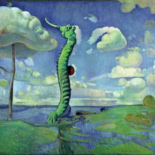 Image similar to the seahorse godforsaukee swamp, by paul gauguin and tom thomson, pencil sketch, storybook illustration the face of a disgruntled man, made of buildings and infrastructure, by beeple and vincent di