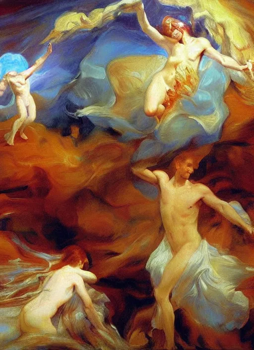 Image similar to a painting of abiogenesis, by john singer sargent and agostino arrivabene and joaquin sorolla