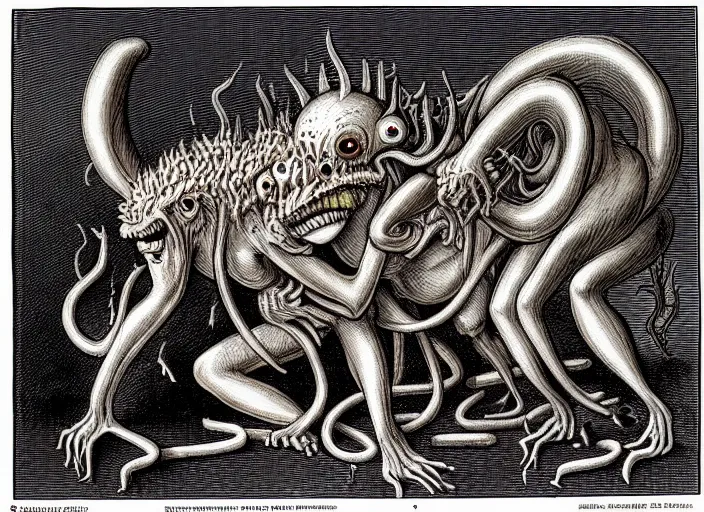 Image similar to bizarre bestiary of repressed unconscious emotional monsters and creatures