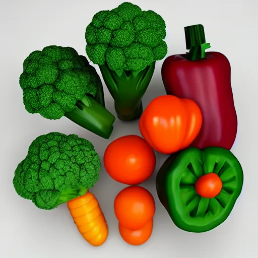 Prompt: low poly vegetables