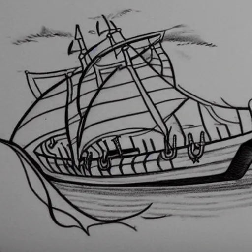 Image similar to tattoo design line sketch of a pirate ship